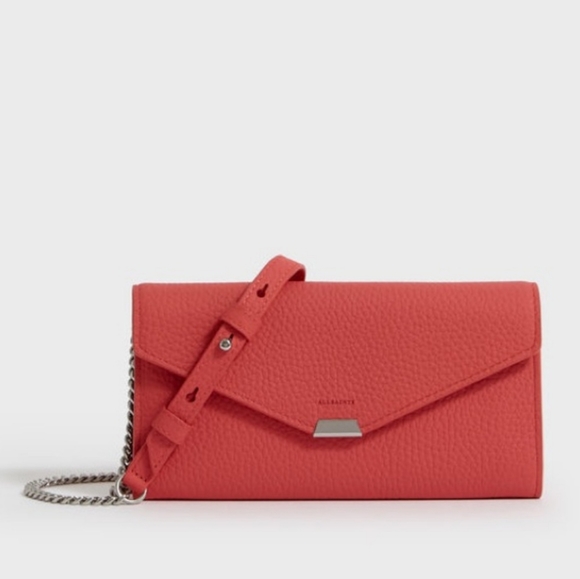 All Saints Handbags - NIB All Saints Captain Chain Wallet Coral Pink